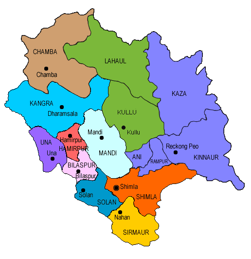Himachal Pradesh Districts Map 